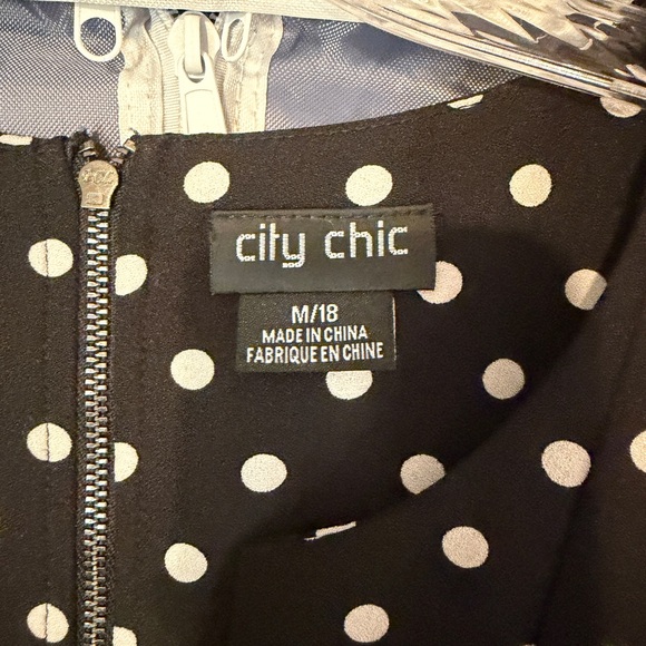 City Chic Polka Dot Sleeveless Vintage-look Dress - Black and White - Picture 10 of 10